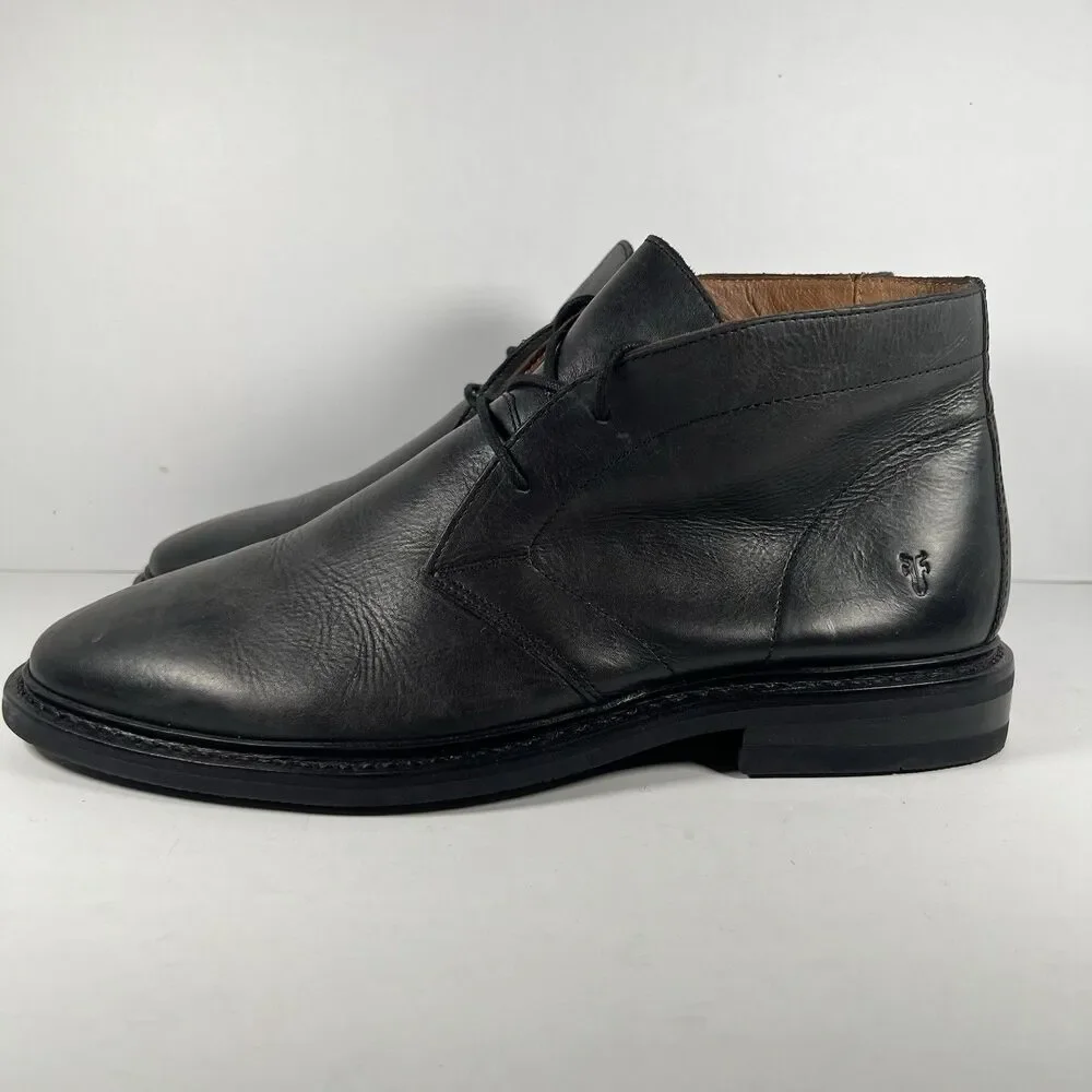 Frye Paul Chukka Boots Black Leather Lace Up Ankle Shoes Men's Size 10 M